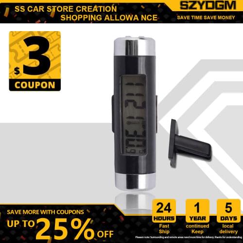 Portable 2 in 1 Car Digital LCD Clock & Temperature Display Electronic Clock Thermometer Car Automotive Blue Backlight With Clip