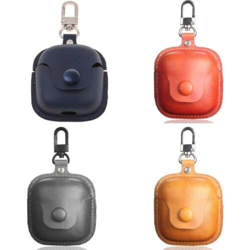 Portable Leather Protective Case Cover with Keychain for JBL TUNE 220TWS Bluetooth Headset Charging Box