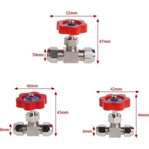 Durable Tube Nickel-Plated Brass Plug Needle Valve OD 6mm/8mm/10mm