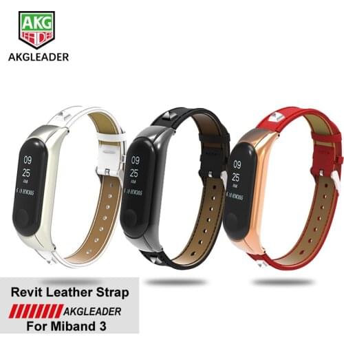 AKGLEADER Newest personality Revits Wristband For Xiaomi Mi3 Replacement Watch Strap+Metal Case For Xiaomi Mi Band 3 Bracelet