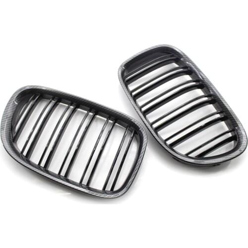 Carbon Fiber Type Frame Grille w/ Black Dual Slat For BMW 7 Series F01 F02 730LI 740L 2009-2015 Grill