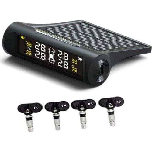 Smart Car TPMS Solar Car Tire Pressure Detection System Built in inside Digital LCD Monitor Auto Cars Safety Alarm System