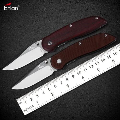 Enlan M024 Folding Blade Knife 8Cr13Mov Blade Wood Handle Outdoor Small EDC Knife Survival Camping Mini Pokcet Knifes Tools Gift