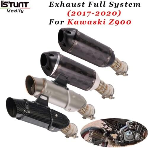 Slip on For Kawasaki Z900 2017-2020Motorcycle Exhaust Full System Modified carbon fiber Muffler Pipe Middle Connection Link Pipe