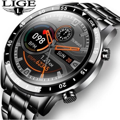 LIGE 2021 Fashion Full circle touch screen Mens Smart Watches IP67 Waterproof Sports Fitness Watch Luxury Smart Watch for men