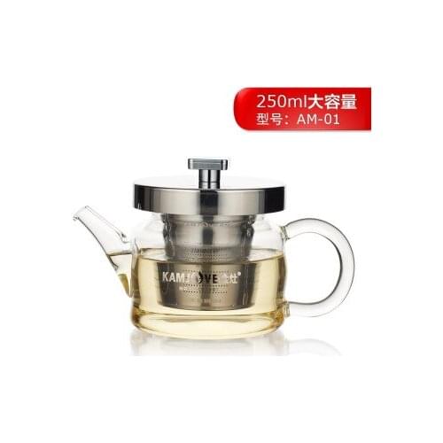 [GRANDNESS] Kamjove AM-01 Heat Resistant Clear Glass Teapot Stainless Steel Infuser 250ml Kamjove Teapot Tea Pot