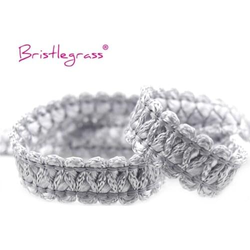 BRISTLEGRASS 1 Yard Crochet Lace Trim 5/8" 16mm Shiny Wool Braided Macrames Ribbons Tape Hair Clip Headband Costume Sewing Craft