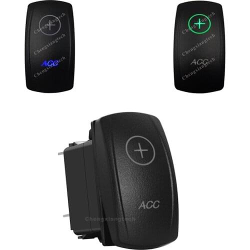 3 Pin SPST On Off Rocker Switch - ACC - Car Boat Marine Up Green & Down Blue Led Toggle Switch for Carling Narva
