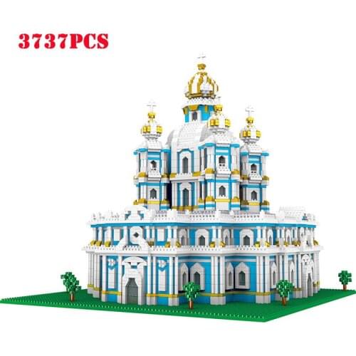 World Famous Architecture Model Russia Smolny Monastery Micro Building Blocks DIY Diamond Mini Bricks Adults Children Toys Gift