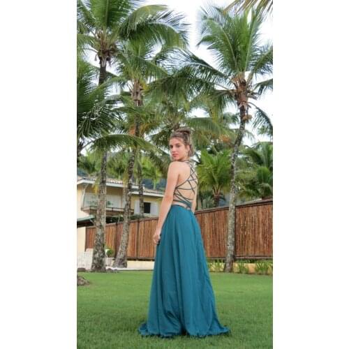 VKBRIDAL Womens Halter A-Line Long Prom Dresses Strappy Maxi Prom Dresses Formal Bridesmaids Homecoming Party Gowns