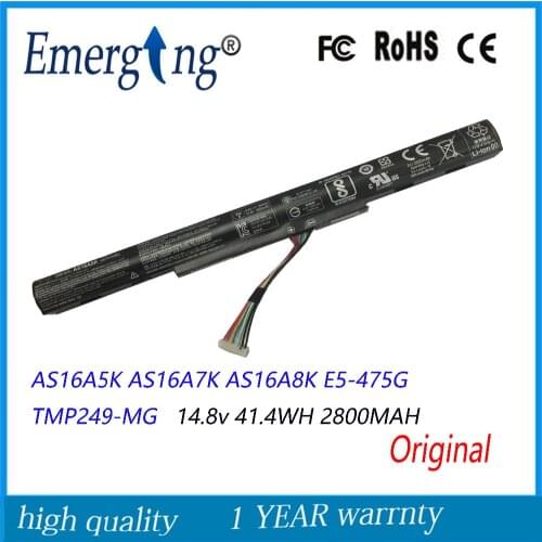 14.8v 41.4wh New Original AS16A5K Laptop Battery for Acer AS16A7K TMP249 AS16A8K E5-475G TMP249-MG