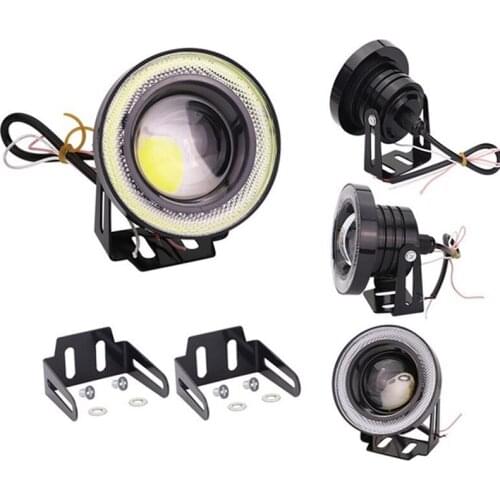 2.5'' 15W Car White COB LED Projector Angel Eyes Blue Ring DRL Fog Light Lamp