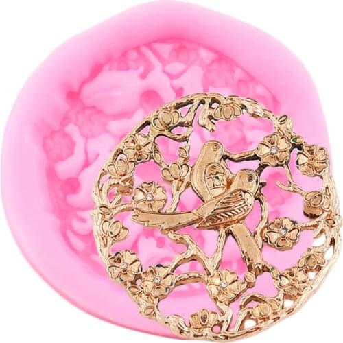 3D Bird Silicone Mold Flower Wreath Border Fondant Mould Cake Decorating Tools Chocolate Gumpaste Candy Polymer Clay Moulds
