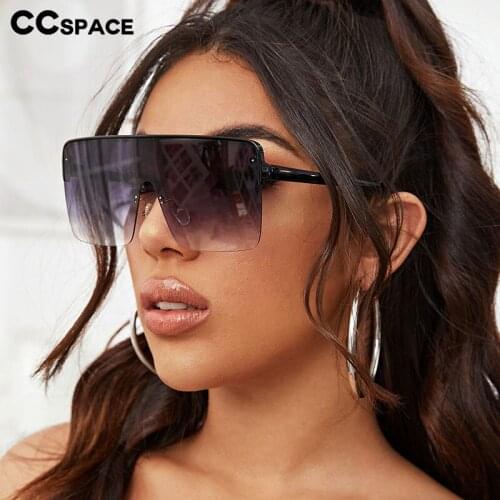 49167 Oversized One Lens Goggle Half Frame Sunglasses Men Women Fashion Shades UV400 Vintage Glasses