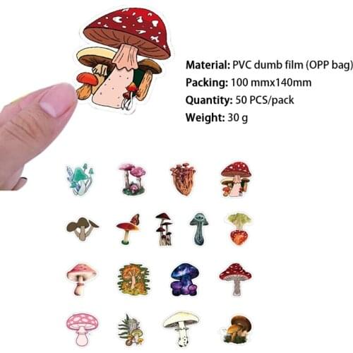 50Pcs Mushroom Stickers for Water Bottles Stickers Cute Vinyl Waterproof Stickers Psychedelic Laptop Stickers for Kids 45BA