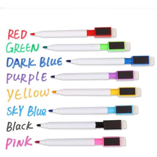 8Pcs Magnetic Whiteboard Pen Students Drawing Recording Magnet Erasable Dry White Board Markers For Office School Art Supplies