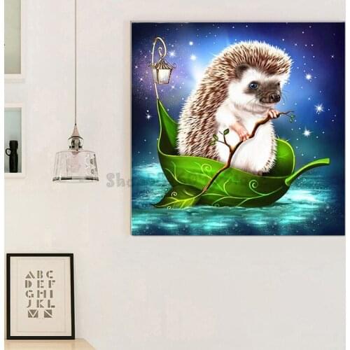 Diamond Embroidery Hedgehog Cartoon Wedding Decoration Full Square Diamond Painting Cartoon Pictures Of Rhinestones Gift TT394