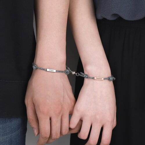 Custom Name Bracelet Magnet Attract Each Other Creative Personality Charm Bracelet For Women Girl Jewelry Best friend Gifts