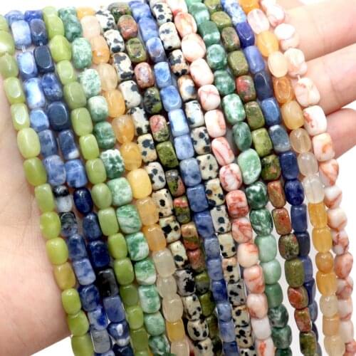 4-7mm Natural Jades Crystal Turquoises Stone Square Loose Spacer Beads For Jewelry Making DIY Bracelet Necklace Accessories