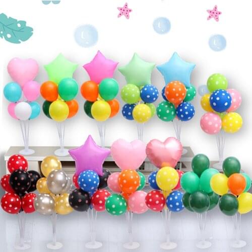 Star Heart Latex Balloons Stand Holder Column Stick Kids Adult Birthday Party Decorations Wedding Ballon Accessories dq01