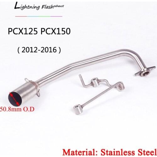 For Honda PCX125 PCX150 2012-2016 Exhaust Pipe Motorcycle Header Link Pipe with Fixing Bracket Slip On Install Stainless Steel
