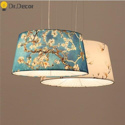 Chinese Classical Fabric Led Pendant Lights Lighting Loft Dinning Room Restaurant Pendant Lamp Modern LED Hanging Lamp Luminaria