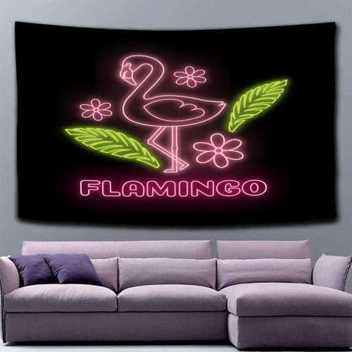 Beautiful Flamingo Plant Wall Hanging Tapestry 3D Cartoon Pattern Tapestry Fashion Home Art Deco Background Wall Cloth