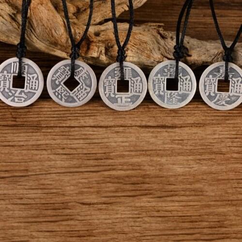 1pcs 925 Sterling Silver Pendant Luck Five Emperors Coin Pendant 6.4g 27x1mm Gift For Women / Men Fine Silver Jewelry