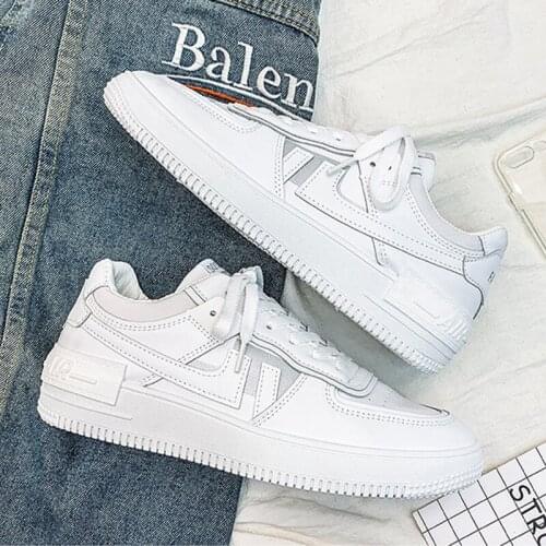 LAKESHI Men's White Sneakers