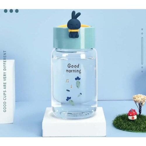 340ML Cute Glass Water Bottle Rabbit Drink Bottle For Kids/Girls Water Bottle Creative Portable Travel Kawaii Gift Milk Coffee