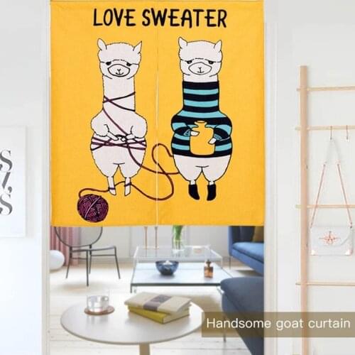 Fashion Animal Cats And Dogs Cartoon Iinen Door Curtain Children Iearning Bedroom Tapestry Home Decoration Kitchen Curtains