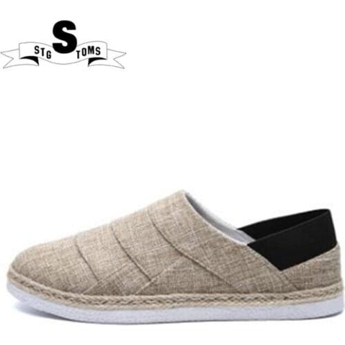 Men Shoes Handmade Vintage breathable casual linen mens tide shoes Joker set foot lazy cloth shoes Low to mens shoes tm0063