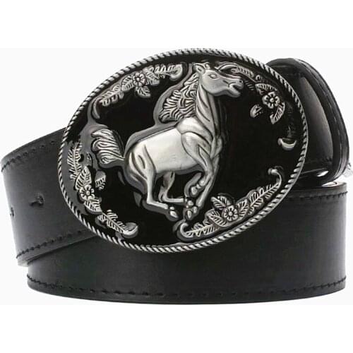 2018 Fashion mens belt Metal buckle pu leather steed sign belts House leather waistband gift for men casual trousers belt