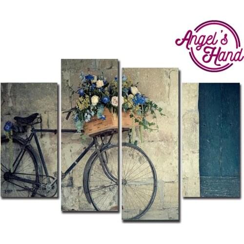 DIY 3D diamond mosaic Painting Vintage Home Decor Print Retro Bike Oil Painting Wall Picture Living Room Diamond Embroidery 4pcs