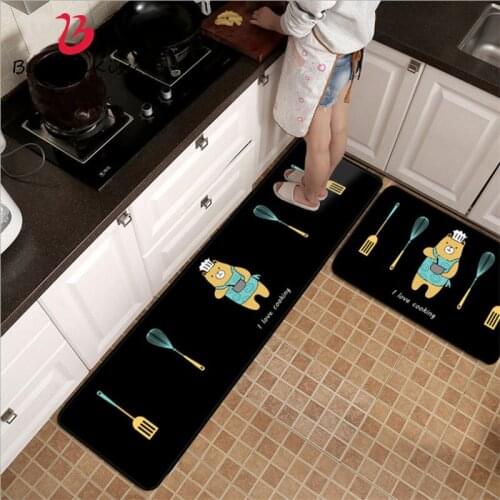 Bubble Kiss Hot Sale Kitchen Floor Mat Cute Bear Pattern Strip Kitchen Mat Wrinkle-Resistant Floor Mats Soft Door Mats Outdoor