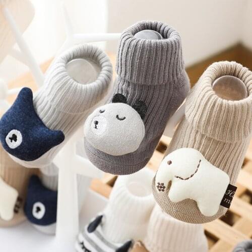 2pairs/lot Baby Socks for toddler Newborn kids infants Winter Floor socks antiskid Catoon doll animal Boys girls