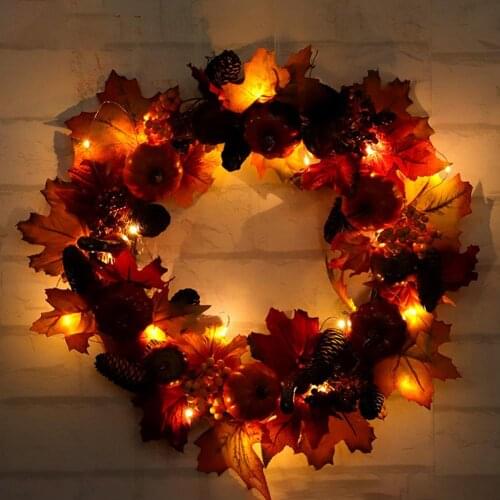 Thanksgiving Holiday Pumpkin Maple Leaf Harvest Wreath Garland Ring Home Decor ornament make abig difference Thanksgiving Wreath