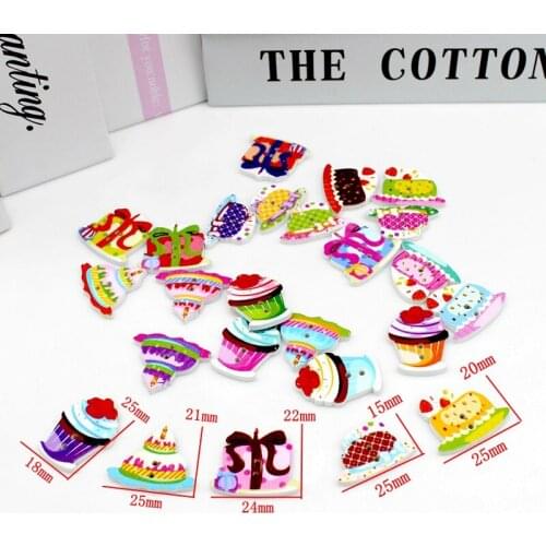 50pcs Mixed color cake Buttons Cartoon buttons For Scrapbooking Wedding Decorations And DIY wooden craft accessorie