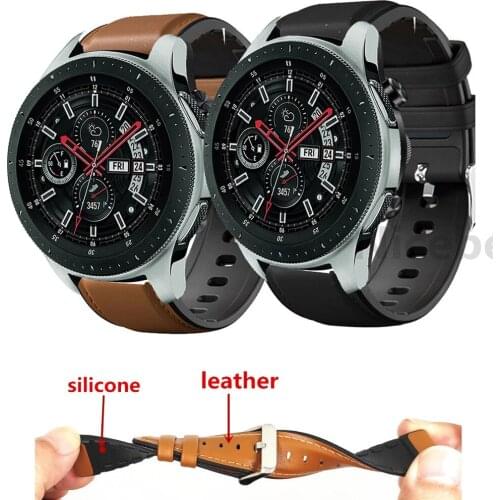 Silicon + PU Leather Strap For Samsung galaxy watch 46mm Band Quick Release Watchband For Gear S3 Frontier&Classic Sport Watch