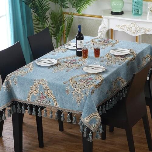 European Luxury Tablecloth Embroidered Rectangular Table Cloth for Weding Banquet Jacquard Table Cover Can Be Customized