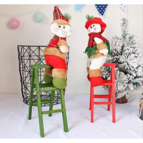 Good Quality Christmas decorations, 47cm Christmas dolls, Christmas Santa Claus climbing ladders wooden ladders for Snowman