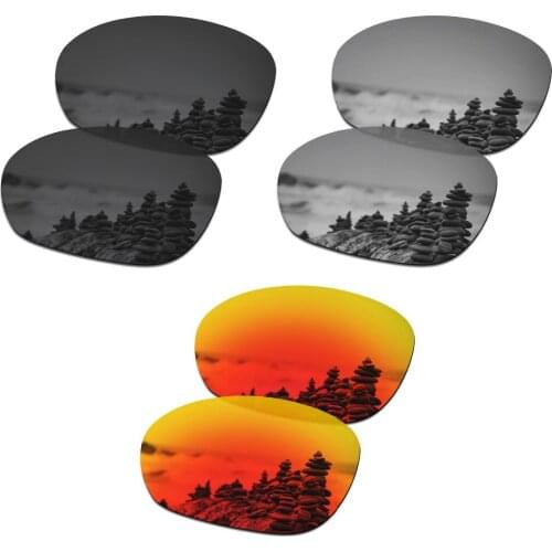 SmartVLT 3 Pairs Polarized Sunglasses Replacement Lenses for Oakley Pulse Stealth Black and Silver Titanium and Fire Red