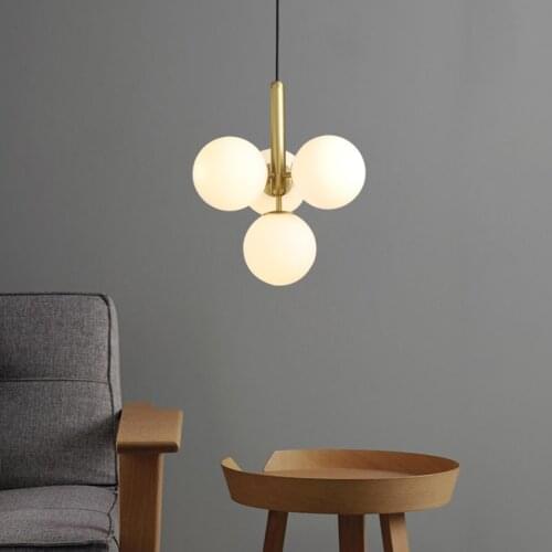 Modern Glass Ball Pendant Lighting Fixture Golden Kitchen Cafe Dining Room Bedside Hanging Lamps Luminaire Suspension Lights