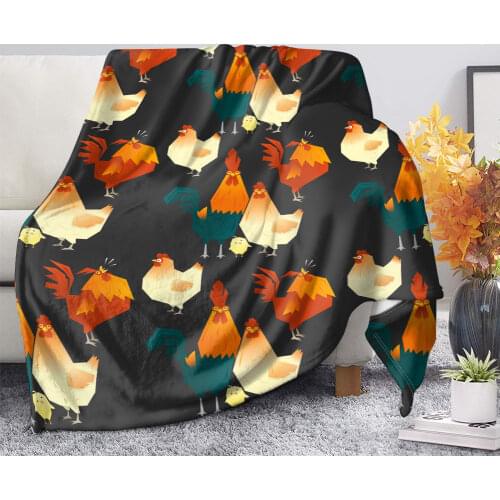 Upetstory Stylish Warm Chicken Print Quilt Throw Blanket for Sofa Quilt Warm Soft Adult Kids Travel Fleece Blankets Custom