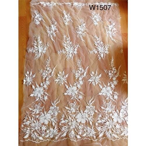 Tulle Design Ivory Lace Wholesale Embroidery Beaded Sequin Lace Fabric 10 yards/Lot