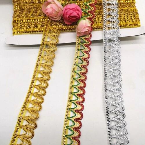 YACKALASI 12 Yds/Lot Gold Braided Band Lace 1 Inches Trims Cosplay Costumes Appliqued Lace Sewing Apparel Ribbon 2.5CM Wide