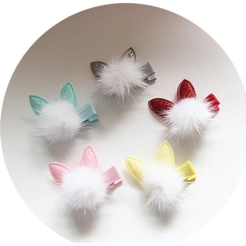 1 PCS Lovely Rabbit Ear Hair Ball Baby Hairpins Kids Hair Clips Princess Barrette Children Headwear Girls Hair Accessories