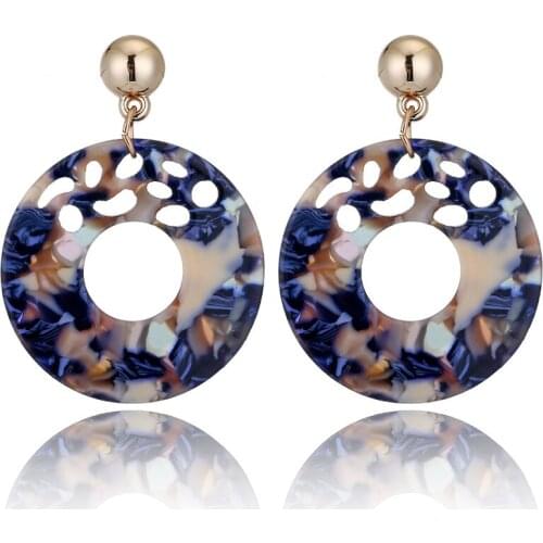 MESTILO Bohemian Vintage Acrylic Pattern Drop Earrings Geometric Big Round Circle Resin Statement Long Dangle Earrings For Women