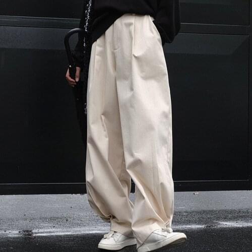 New 2021 Women Autumn Korean Japanese Pants High Waist Vintage Harajuku Wide Leg Pants Elegant Loose Cotton Streetwear