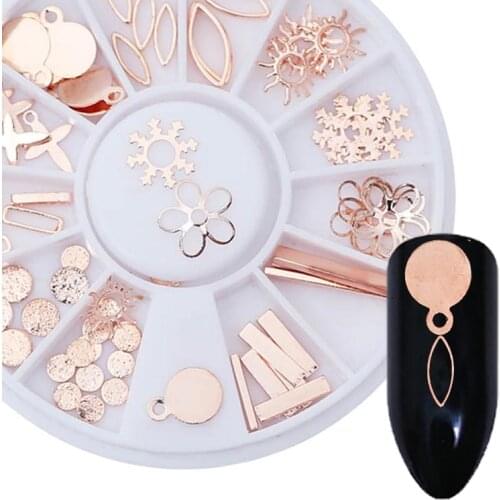 1 Wheel Fashion 3D Rose Gold Rivet Nails Decorations DIY Beauty Manicure Nail Art Decors